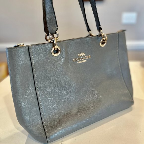 COACH Jes Elephant Gray Pebble Leather Shoulder Bag Model 76701 - Picture 13 of 13